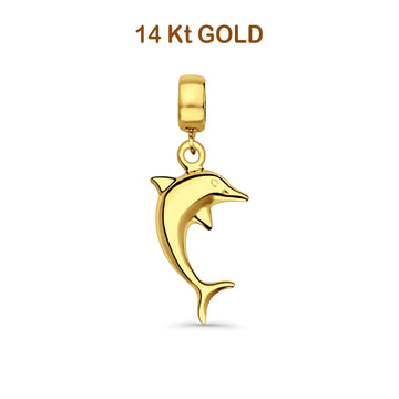 14K Yellow Gold Dolphine Charm for Mix&Match Pendant 27mmX10mm 1.0 grams